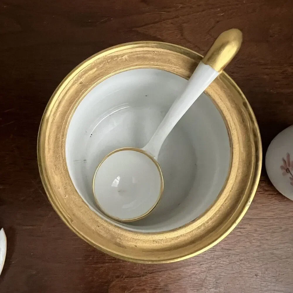 Vintage Noritake Nippon Hand Painted Sugar & Jam Bowls Signed F. Goodwin Pink